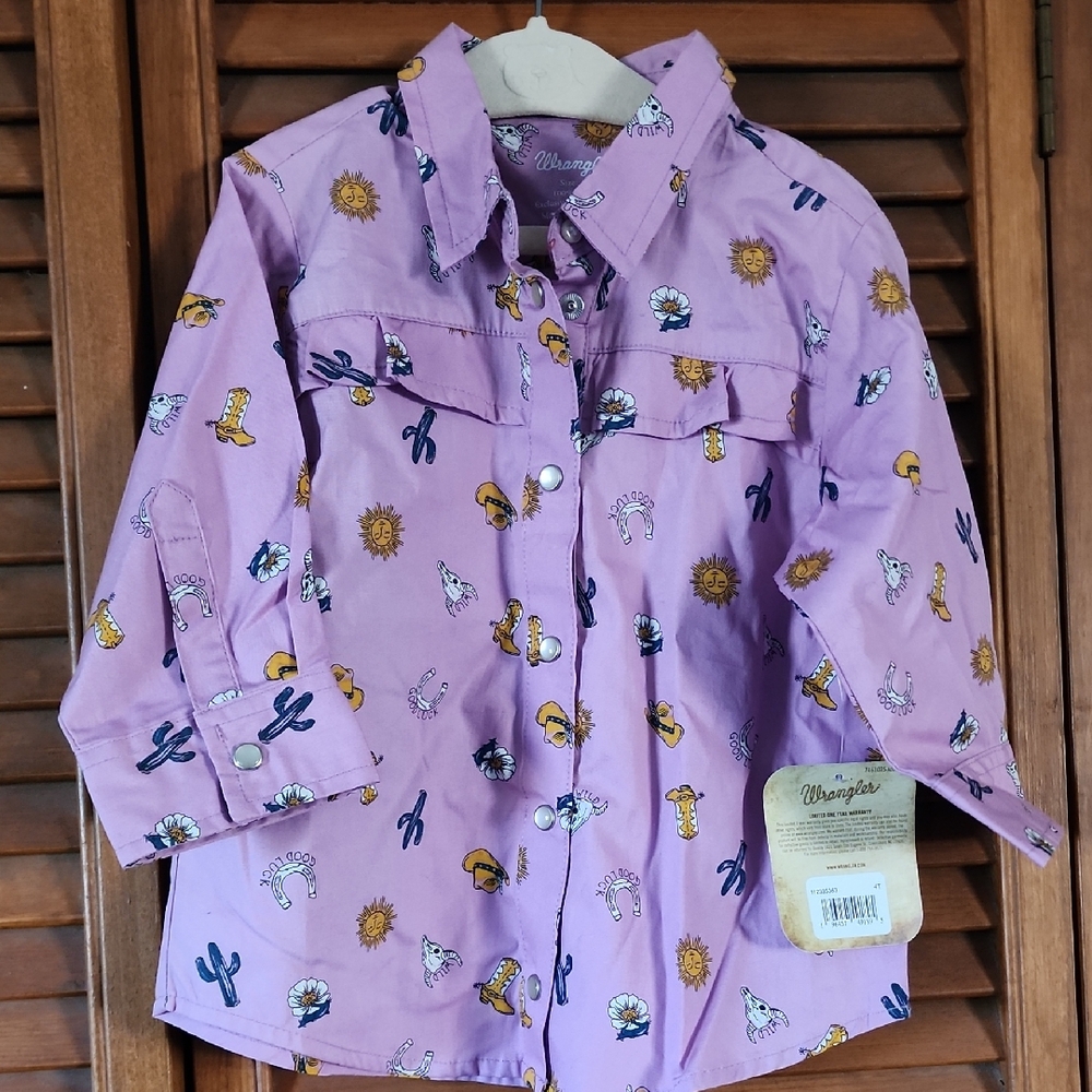 Wrangler Kids' Lavender Western Print Shirt